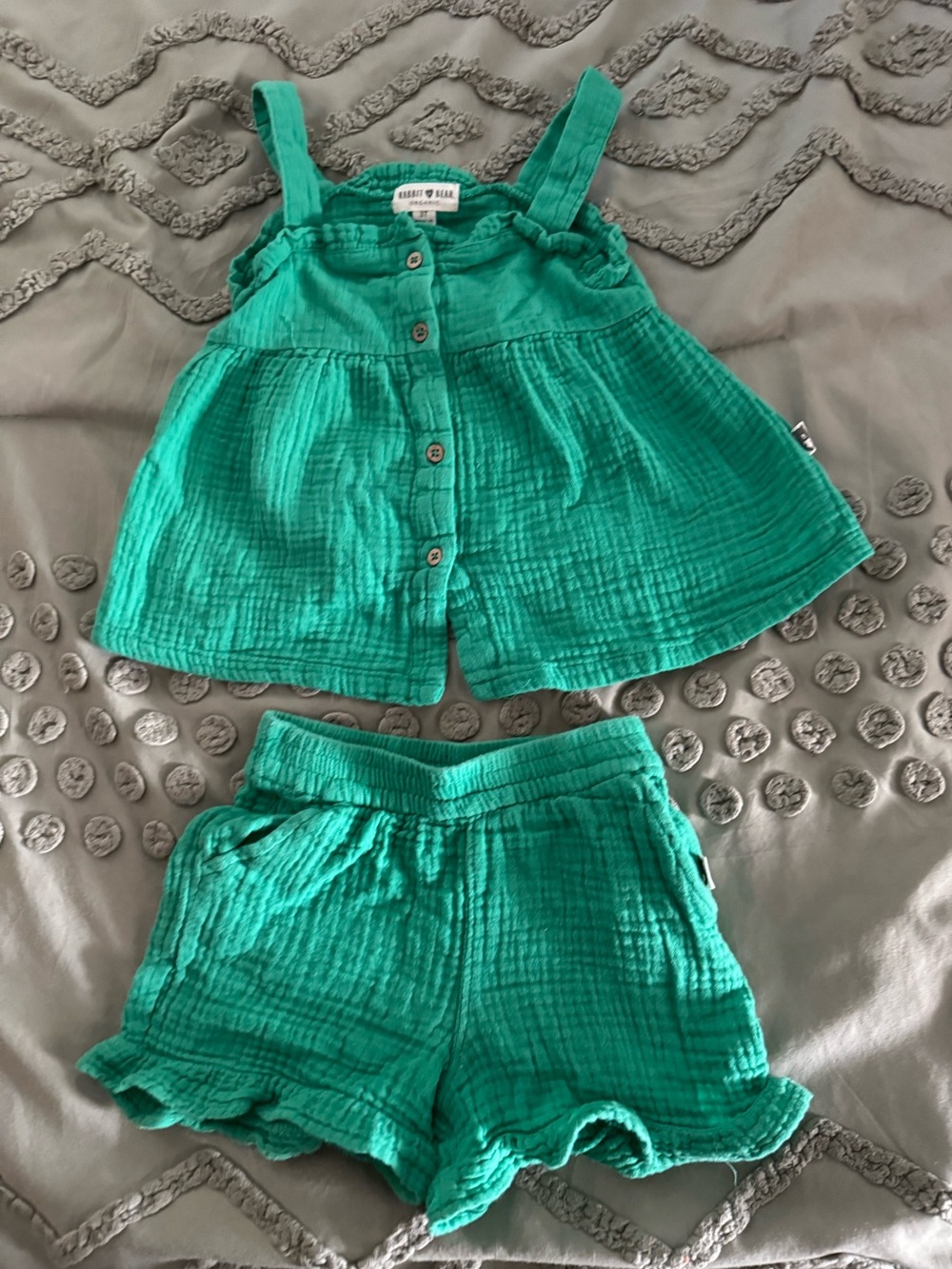Kids' Two-Piece Tank & Shorts Set in Teal Green - Lightweight Summer Outfit